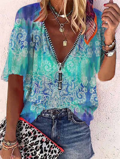 Playera Suelta con Cierre y Estampado para Mujer - Image 6