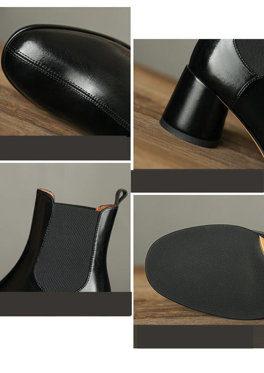 Botas Tobilleras de Tacón Alto Grueso Estilo Británico para Pareja - Image 13