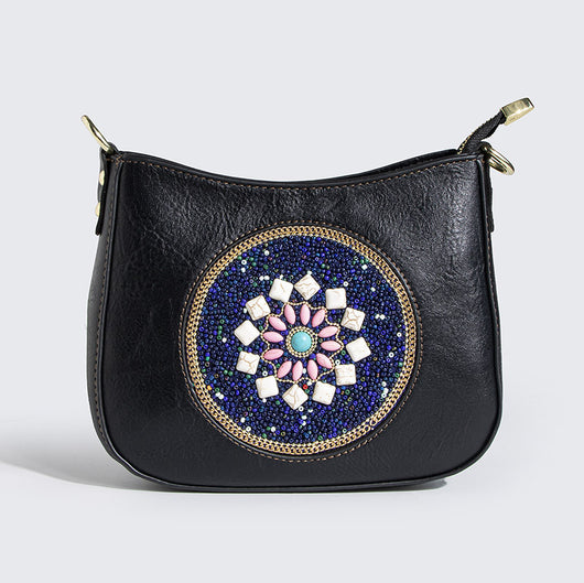 Bolsa Tote Étnica de Turquesa con Cuentas - Diseño Cruzado y Hombro - Image 6