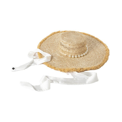 Sombrero Playero de Paja Trenzada con Ala Ancha y Borde Perlado - Image 6