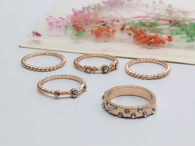 Set de 5 Anillos Apilables Estilo Bohemio en Tono Oro Rosa - Image 5