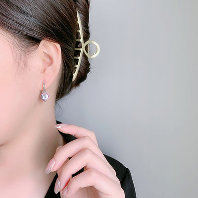 Aretes de Corazón de Durazno en Plata Esterlina con Circonitas Personalizables - Image 4