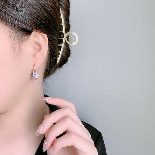 Aretes de Corazón de Durazno en Plata Esterlina con Circonitas Personalizables - Image 4