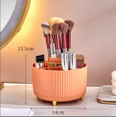 Organizador de Escritorio Naranja con Divisores - Almacenamiento Moderno para Cosméticos y Papelería