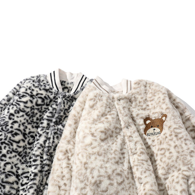 Abrigo de Algodón con Cuello de Plumón de Conejo y Estampado Tie-dye Leopardo - Image 10
