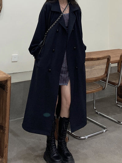 Chaqueta Cortavientos Larga para Mujer - Estilo Coreano Casual Holgado - Image 4