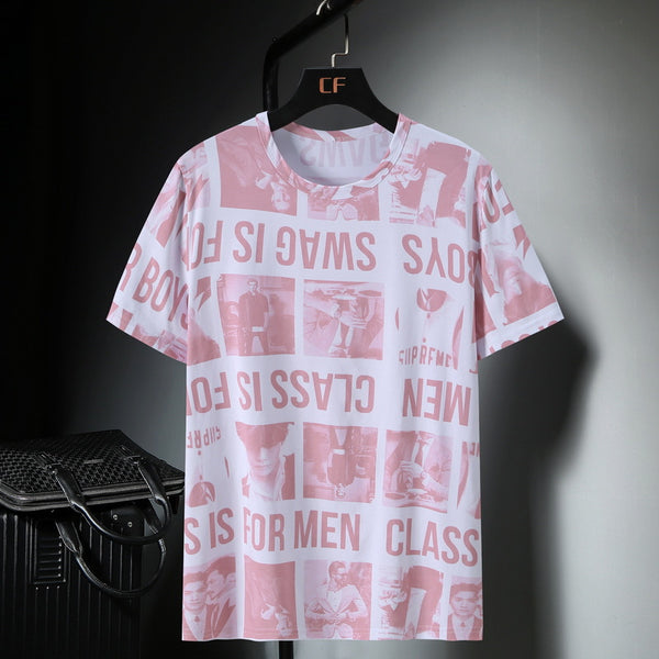 Playera Ice Silk Cuello Redondo Manga Corta Suelta Fresca