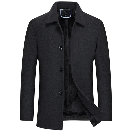 Abrigo de Lana para Hombre con Forro Polar y Solapas Gruesas - Image 11