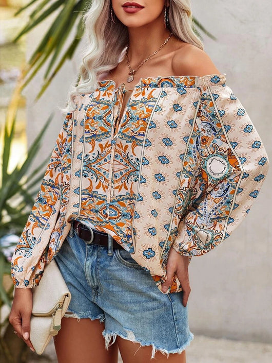 Blusa Floral con Volantes y Nudo Frontal para Mujer - Image 3
