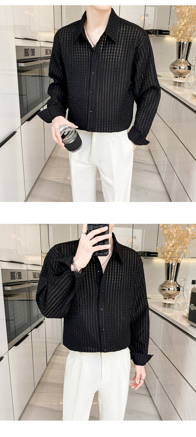 Camisa Cuadrillé Blanca con Drapeado Suelto - Image 9