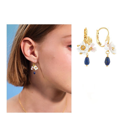 Aretes Vintage Jardín Monet Flores Esmaltadas para Mujer - Image 4