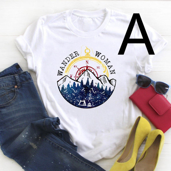 Playera Unisex de Algodón con Diseño Artístico de Montaña