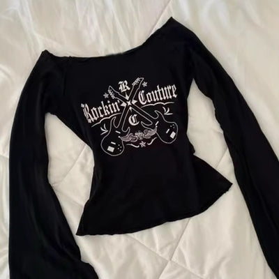 Blusa Larga Estampada Hombros Descubiertos Ajustada Efecto Reductor - Image 3
