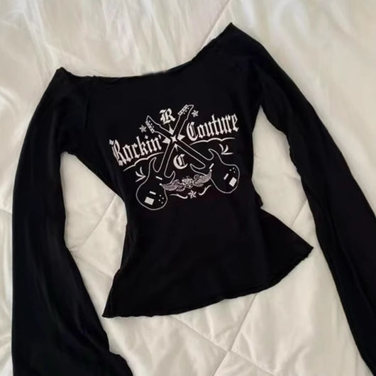 Blusa Larga Estampada Hombros Descubiertos Ajustada Efecto Reductor - Image 3