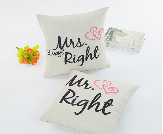 Funda de Almohada de Lino para Parejas Enamoradas