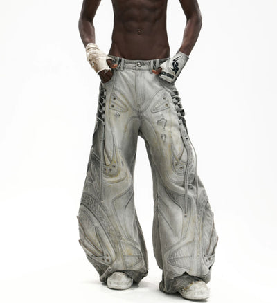 Jeans Gris con Parches Ajustables y Silueta Definida - Image 10