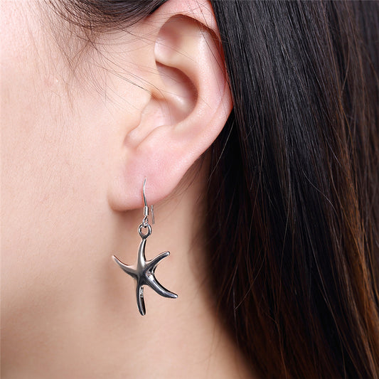 Conjunto de Collar y Aretes Estrella de Mar Plateados