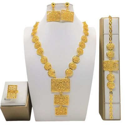 Conjunto de Joyería Árabe Dorada para Novia - Collar, Pulsera, Aretes y Anillo - Image 4