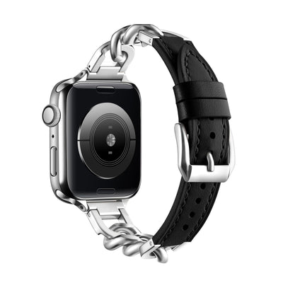 Correa Apple Watch Cuero y Acero Inoxidable con Cadena Denim - Image 11