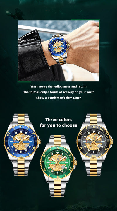 Reloj Empresarial para Hombre Resistente al Agua con Esfera Redonda - Image 8