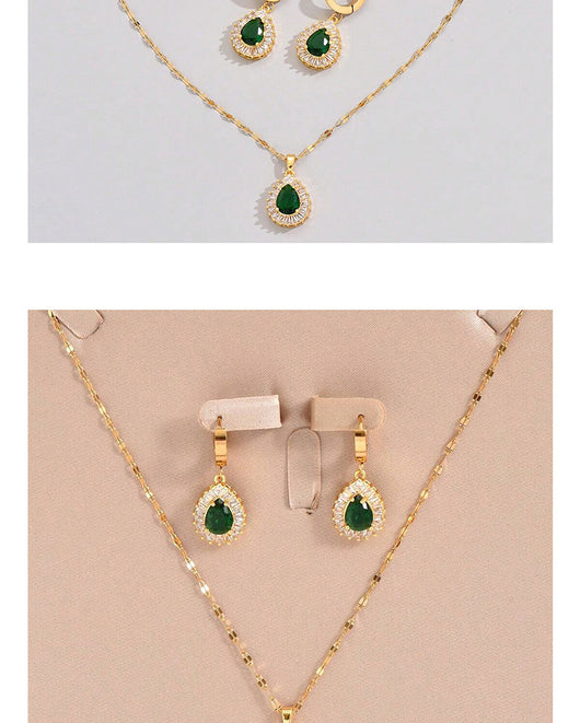 Conjunto de Joyería Jade Blanco Estilo Hong Kong Retro - Collar y Aretes Versátiles - Image 8