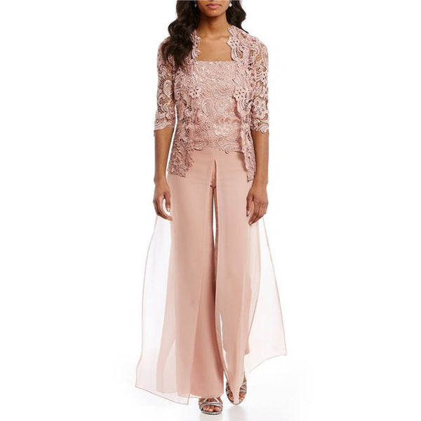 Conjunto Elegante Mujer con Blazer de Encaje Calado - Image 3