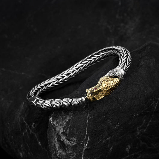 Pulsera de Plata Dragón Entrando al Mar Personalizada Estilo Retro Envejecido - Image 2