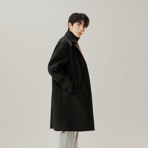Abrigo de Lana Estilo Coreano Cuello Solapa Elegante
