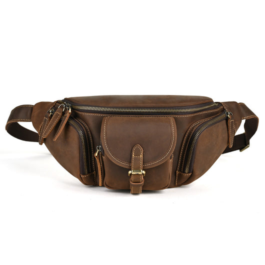 Bolso Pecho Cuero Retro Multifuncional Estilo Motociclista - Image 5