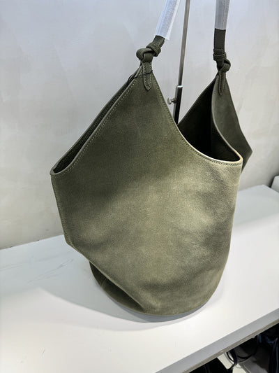 Bolso Bucket de Cuero Genuino Ante Esmerilado Gran Capacidad - Image 29