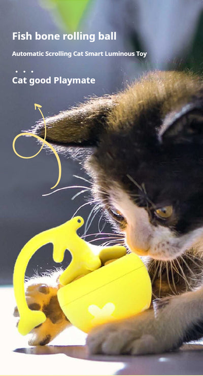 Juguete Interactivo Eléctrico para Gatos - Pelota Rodante USB con Diseño de Espina de Pescado - Image 9