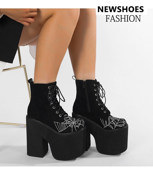 Botas Dr Martens Gothic Ultra Altas con Suela Gruesa y Diseño de Telaraña - Image 7