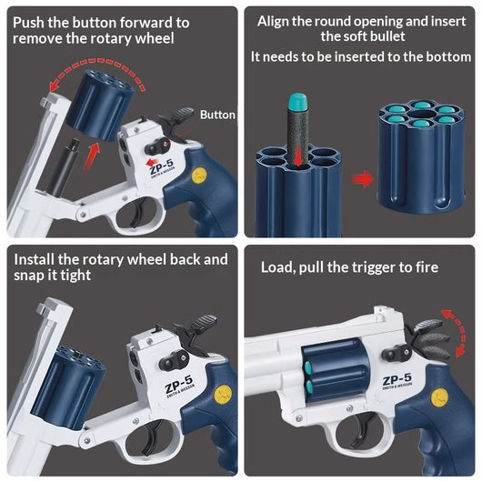Pistola Airsoft Revólver Dorado con Mecanismo Pop-up para Juegos de Batalla - Image 9