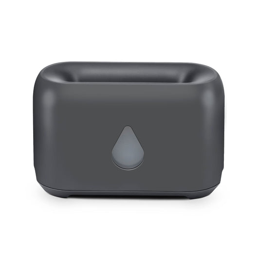 White aroma diffuser with a 3D flame effect and a gold water droplet icon, shown with a remote control. - Image 8