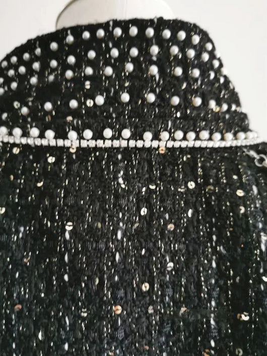 Chaqueta de Lentejuelas Perladas con Borlas y Cuentas para Mujer - Image 10