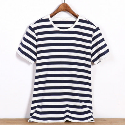 Camiseta de Algodón con Cuello en V y Rayas - Image 8
