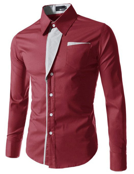 Camisa Slim Fit de Algodón para Hombre - Manga Larga Color Sólido - Image 16