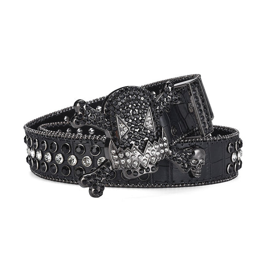Cinturón Hip Hop Decorativo con Hebilla Negra y Incrustaciones de Diamantes de Imitación - Image 29