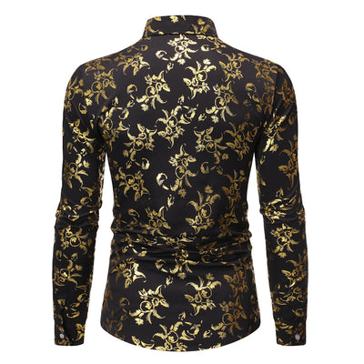 Camisa Casual Hombre con Estampado Floral Bronce - Image 13