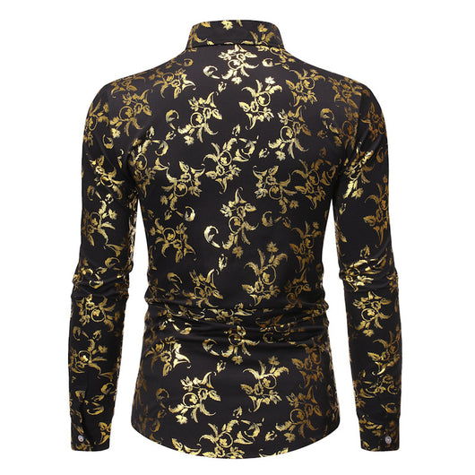 Camisa Casual Hombre con Estampado Floral Bronce - Image 13