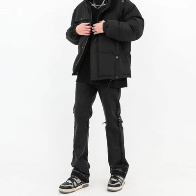 Jeans Negros Estilo Tooling con Bolsillos para Hombre