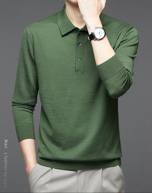 Polo de Lana Fina Merino para Hombre - Camisa de Manga Larga Elegante - Image 17