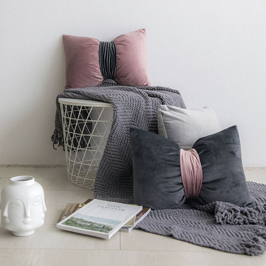 Almohada de Cintura Terciopelo con Moño Elegante - Image 2