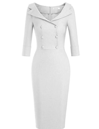 Vestido Retro de Baile con Cuello Barco Vino - Falda Lápiz Elegante - Image 16