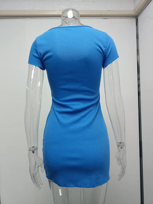Vestido Corto con Botones de Corte Cadera - Estilo Europeo y Americano - Image 27