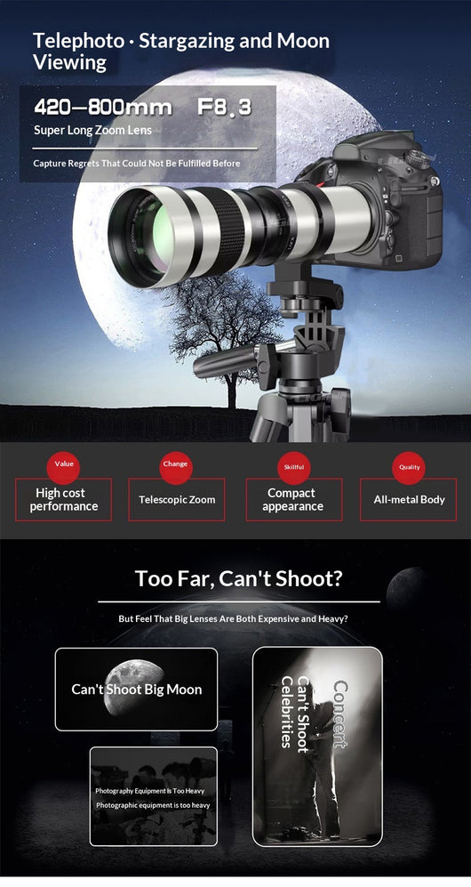 Lente Teleobjetivo Zoom 420-800mm para Cámaras DSLR y Mirrorless - Image 8