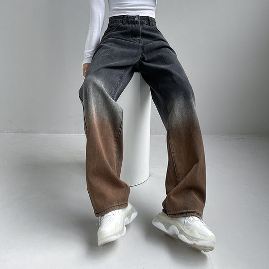 Jeans Rectos de Cintura Alta con Degradado y Corte Holgado - Image 7