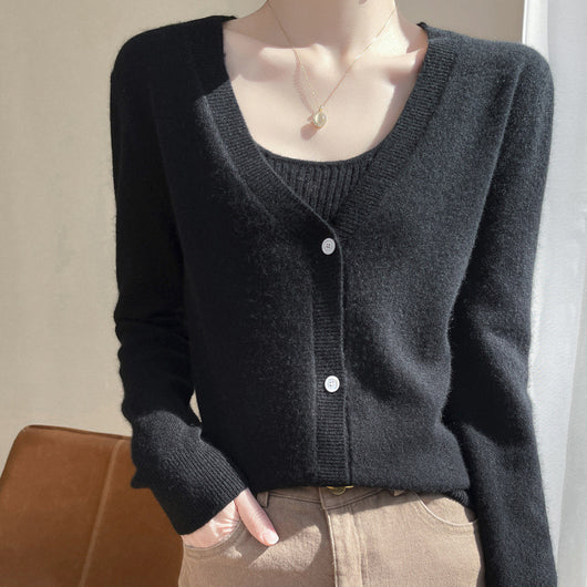 Cardigan Corto de Cachemira Tejida con Mangas Largas para Mujer - Image 10