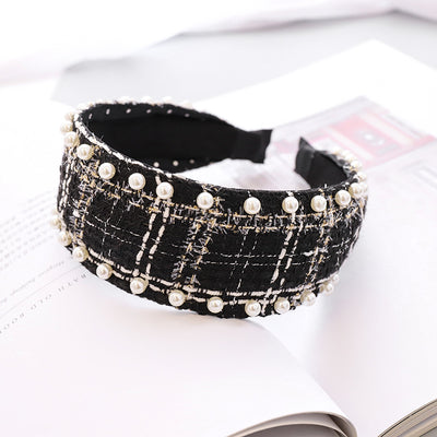 Diadema de Perlas Étnica con Tela Escocesa Clásica - Image 21