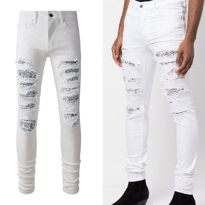 Jeans Rotos Blancos con Detalle de Flor de Marañón - Image 7